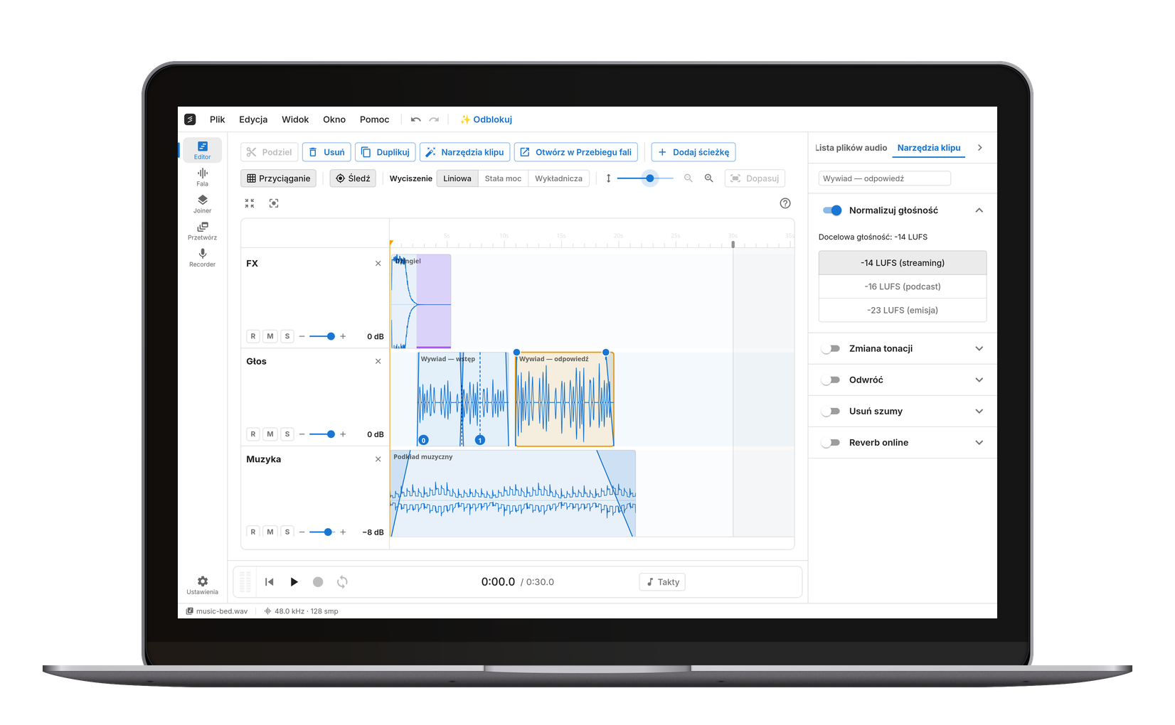 Edytor w cut.audio Studio, aplikacji na Windows
