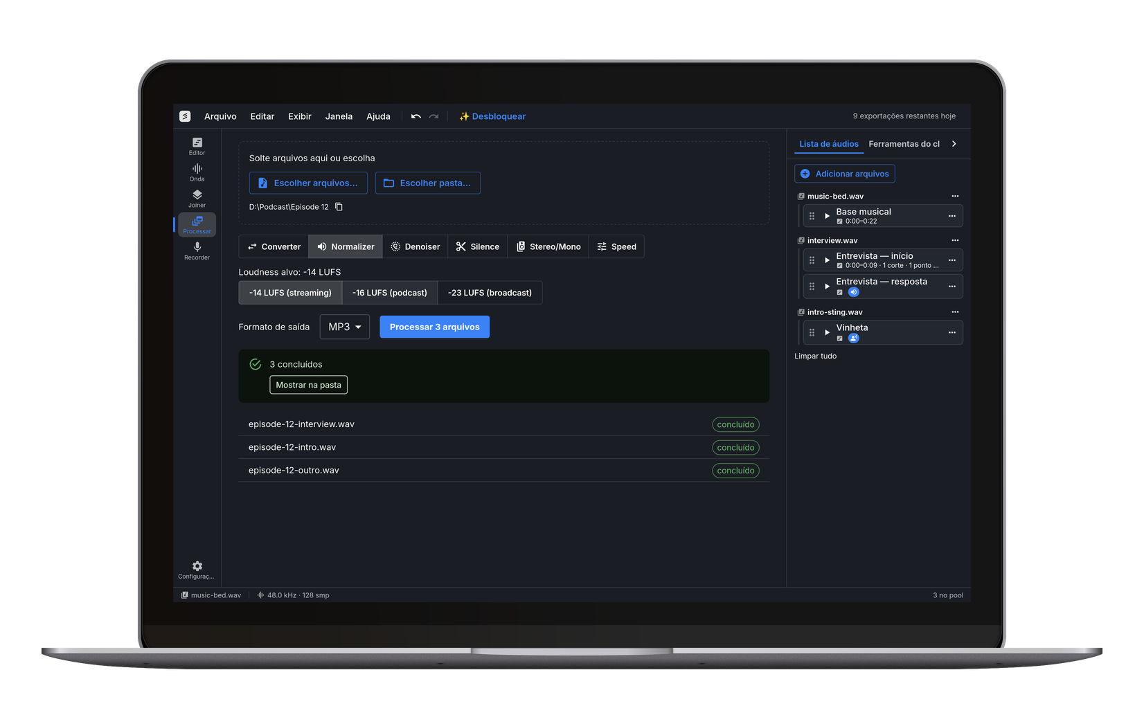 O editor no cut.audio Studio, o aplicativo para Windows
